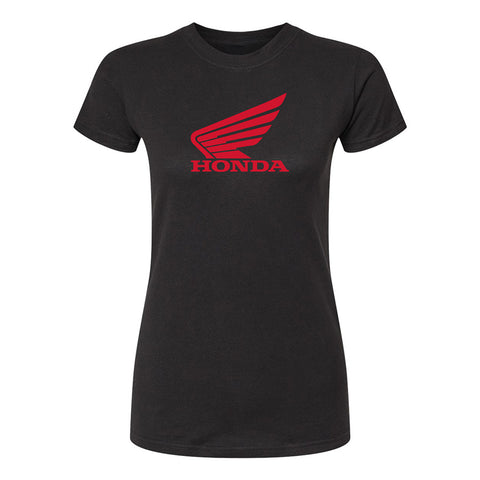 Ladies Red Honda Wing Tee - Black