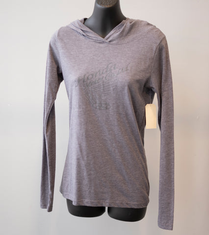 Ladies' Long Sleeve T-Shirt Hoodie - Grey