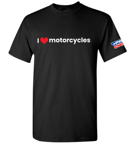 Pro Cycle "I Heart Motorcycles" Adult T-shirt - Black